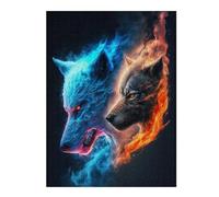 1000pcs(52x38cm) Rompecabezas para Adultos Flame and Ice Wolf Art Print Rompecabezas para Adultos Juegos Divertidos Regalo De Cumpleaños Difícil Y Desafiante 1000pcs(52x38cm)