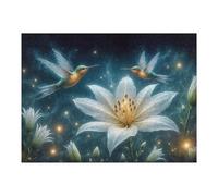 1000pcs(52x38cm) Rompecabezas para Adultos Hummingbirds and White Lily Flower Juego De Rompecabezas para Adultos: Regalos para Mujeres Interacción Entre Padres E Hijos 1000pcs(52x38cm)
