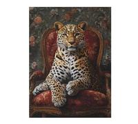 1000pcs(52x38cm) Rompecabezas para Adultos Leopard in Royal Chair Rompecabezas para Adultos Juegos Divertidos Ensamblaje De Patrones Interacción Entre Padres E Hijos 1000pcs(52x38cm)