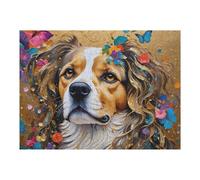 1000pcs(52x38cm) Rompecabezas para Adultos Magical Floral Dog Portrait -1 Rompecabezas para Adultos Juguetes Antiestrés Ensamblaje De Patrones Interacción Entre Padres E Hijos 1000pcs(52x38cm)
