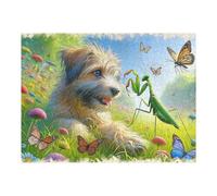 1000pcs(52x38cm) Rompecabezas Para Adultos Nature's Harmony Dog, Insects, Flowers Rompecabezas Para Adultos Juguetes Antiestrés Ensamblaje De Patrones Interacción Entre Padres E Hijos 1000pcs(52x38cm)