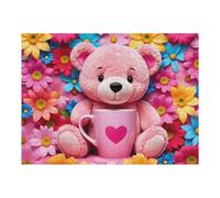 1000pcs(52x38cm) Rompecabezas para Adultos Pink Teddy Bear with Heart Mug Juego De Rompecabezas para Adultos: Regalos para Mujeres Interacción Entre Padres E Hijos 1000pcs(52x38cm)