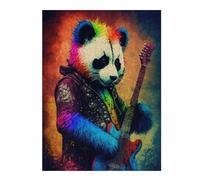 1000pcs(52x38cm) Rompecabezas para Adultos Rainbow Rockstar Panda Guitar Art Print Rompecabezas para Adultos Juegos Divertidos Regalo De Cumpleaños Difícil Y Desafiante 1000pcs(52x38cm)