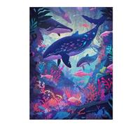 1000pcs(52x38cm) Rompecabezas para Adultos Whale Family in Coral Reef Rompecabezas para Adultos Juguetes Antiestrés Análisis Y Lógica Difícil Y Desafiante 1000pcs(52x38cm)