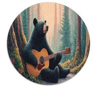 1000pcs (67.5x67.5cm) Adulto Oso Toca la Guitarra en un Bosque Tranquilo Rompecabezas Mujeres Hombres Tablero De Madera Enclavamiento De Precisión
