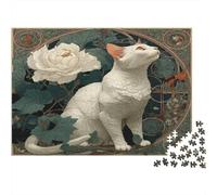 1000pcs (75x50cm) Adulto American Shorthair Gato Rompecabezas Mujeres Hombres Tablero De Madera Enclavamiento De Precisión White Camellolia