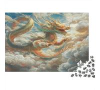 1000pcs (75x50cm) Adulto Dragón Rompecabezas Mujeres Hombres Tablero De Madera Enclavamiento De Precisión Soaring in The Sky with Nubes Ondulantes