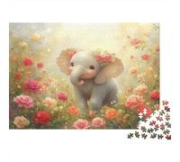 1000pcs (75x50cm) Baby Elefante Rompecabezas Blooming Rosa Autobúsh De Bricolaje para Adultos Y Multitud De 14 Años En Adelante