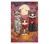 1000pcs(75x50cm) Rompecabezas De Piezas para Adolescentes Halloween Cats with Pumpkins-2 Rompecabezas Juegos Relajantes Desafío Difícil Regalo De Cumpleaños, Regalos, 1000pcs(75x50cm)