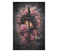 1000pcs(75x50cm) Rompecabezas para Adolescentes Dragon Sword with Flowers Art Print Rompecabezas para Adultos Juego De Ingenio Regalo De Cumpleaños Actividades Divertidas En Casa 1000pcs(75x50cm)