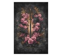 1000pcs(75x50cm) Rompecabezas para Adolescentes Dragon Sword with Flowers Art Print Rompecabezas para Adultos Juegos Familiares Corte De Precisión Reducción del Estrés Regalos 1000pcs(75x50cm)