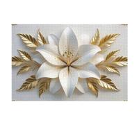 1000pcs(75x50cm) Rompecabezas para Adolescentes Elegant White Lily with Golden Leaves Rompecabezas para Adultos Juguetes Antiestrés Corte De Precisión Cumpleaños 1000pcs(75x50cm)