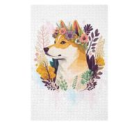 1000pcs(75x50cm) Rompecabezas para Adolescentes Floral Shiba Inu Dog Art Rompecabezas para Adultos: Un Juego Práctico, Divertido Y con Un Toque De Humor, Un Reto Educativo 1000pcs(75x50cm)