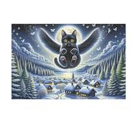 1000pcs(75x50cm) Rompecabezas para Adolescentes Magical Winter Night Scene with Flying Cat Rompecabezas para Adultos Juegos Divertidos Desafío Difícil Juego Desafiante Regalos 1000pcs(75x50cm)