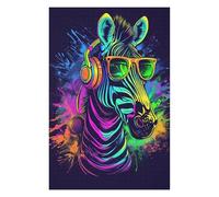 1000pcs(75x50cm) Rompecabezas para Adolescentes Neon Zebra Headphones Sunglasses Art Print Rompecabezas para Adultos Juguetes Antiestrés Carrera De Velocidad Manual Desafío Educativo 1000pcs(75x50cm)
