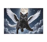 1000pcs(75x50cm) Rompecabezas para Adolescentes Rompecabezas Angel Cat Flying in Moonlit Sky Rompecabezas para Adultos Juguetes Antiestrés Desafío Difícil para Cumpleaños, Navidad 1000pcs(75x50cm)