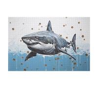 1000pcs(75x50cm) Rompecabezas para Adolescentes Rompecabezas Great White Shark Painting Rompecabezas para Adultos Juguetes Antiestrés Desafío Difícil para Cumpleaños, Navidad 1000pcs(75x50cm)