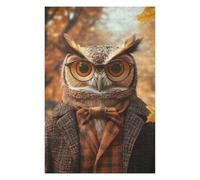 1000pcs(75x50cm) Rompecabezas para Adultos Autumnal Owl in Plaid Coat Rompecabezas para Adultos Juegos Divertidos Ensamblaje De Patrones Interacción Entre Padres E Hijos 1000pcs(75x50cm)