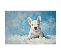 1000pcs(75x50cm) Rompecabezas para Adultos Bull Terrier Art White Puppy Oil Painting on Blue Rompecabezas para Adultos Juegos Relajantes Difícil Difícil Cumpleaños Y Navidad 1000pcs(75x50cm)