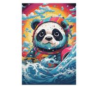 1000pcs(75x50cm) Rompecabezas para Adultos Panda Astronaut Surfing Rainbow Wave Rompecabezas para Adultos Juguetes Antiestrés Análisis Y Lógica Difícil Y Desafiante 1000pcs(75x50cm)