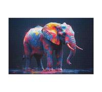1000pcs(75x50cm) Rompecabezas para Adultos, Regalos Colorful Elephant on Dark Background Rompecabezas para Adultos, Juegos Familiares, Regalo De Cumpleaños, Regalos, 1000pcs(75x50cm)
