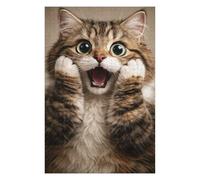 1000pcs(75x50cm) Rompecabezas para Adultos Surprised Fluffy Tabby Cat Portrait Rompecabezas para Adultos Juguetes Antiestrés Ensamblaje De Patrones Interacción Entre Padres E Hijos 1000pcs(75x50cm)