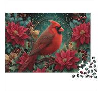 1000pcs (75x50cm) Rompecabezas para Adultos Y Adolescentes Hermosos cardenales, nochebuenas y aceboJuegos Hechos DIY, Decoración del Hogar.