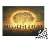 1000pcs (75x50cm) Rompecabezas para Adultos Y Adolescentes Personas de Diferentes Razas y culturasJuegos Hechos DIY,Amanecer Árbol de la Vida Decoración del Hogar.