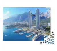 1000pcs (75x50cm) Rompecabezas para Adultos Y Adolescentes Rascacielos con Vista a la ciudadJuegos Hechos DIY,Clear Blue Cielo Decoración del Hogar.