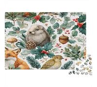 1000pcs (75x50cm) Rompecabezas para Adultos Y Adolescentes Woodland Animals, Watercolor IllustrationJuegos Hechos DIY, Decoración del Hogar.