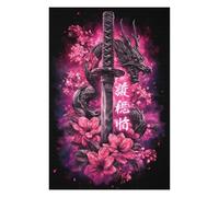 1000pcs(75x50cm) Rompecabezas Sword Dragon Cherry Blossom Art Print-2 Rompecabezas para Adultos Juguete Decoración De Pared para Diversión Familiar Cumpleaños Y Navidad 1000pcs(75x50cm)