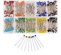 1000Pcs Alfileres de Costura Bola de Cristal Perla Cabeza Alfileres de Acolchado Rectos para Manualidades de Costura DIY Modista (10 Colores, 3.8 cm)