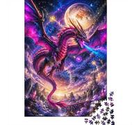 1000pcs Mini Puzzle para Adultos Dragón Luna Castillo Junta Reciclave | 52 x 38 cm Papel Decoración Hogar Corte Preciso Regalo Amigo Relajación