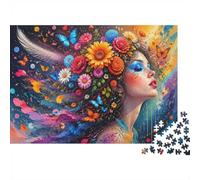 1000pcs Mini rompecabezas para adultos flores mariposas mujer difícil | 38 x 26 cm Papel Decoración Sala Corte Preciso Regalo Cumpleaños Relajación Espíritu