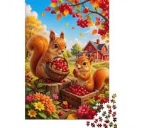 1000pcs Mini rompecabezas para familia Ardilla flor fruta difícil | 38x26cm Cartón Decoración Sala Acabado Suave Regalo De Cumpleaños Relajación Espíritu