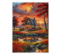 1000pcs Mini rompecabezas para familia cabaña Puesta Sol Lago Difícil | 70x50cm cartón decoración salón estructura durable regalo amigo relajación espíritu