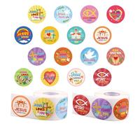 1000uds Pegatinas de Jesús Te Ama, Rollo Pegatinas Religiosas Cristianas Coloridas Temática Religiosa Ideal para Niños Sobre Decorativo Cartulina Regalo Incentivo