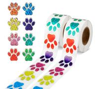 1000uds Pegatinas Pata de Perro, 2,5 cm Coloridas Pegatinas de Huellas de Cachorro con Purpurina Calcomanías Autoadhesivas de Huellas de Gato Lindas para Sellos de Sobres Decoración Regalos