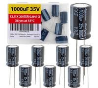 1000uF 35V 12.5x20mm Electrolytic Capacitor Low 0.041Ω Long Life 36yrs at 55 Degree C mfd mircofarad C Radial Lead Aluminum Capacitors (Pack of 7)