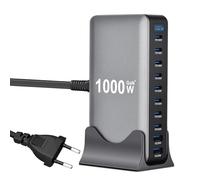 1000W Estacion de Carga- 10 Puertos (8 USB-C + 2 USB-A) con USB C Carga Rapida, Cargador USB Multiple compacta para múltiples Dispositivos, Compatible con MacBook, iPad, iPhone, Galaxy S22/S20, DELL