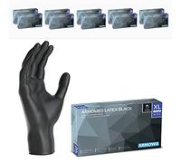 1000x ARNOMED® Guantes de látex desechables talla XL Negro, Guantes desechables quirúrgicos y de laboratorio, Luvas nitrilo descartaveis, Manoplas de látex en XS, S, M, L, XL