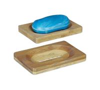 10024615 Bamboo Holder Set Of 2, Hand Soap Holder, Kitchen, Bathroom, Nature, Non-slip