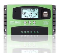 100A MPPT Solar Controlador de Carga,12V 24V Panel Solar Batería Regulador Inteligente con Pantalla LCD Dual USB,Múltiples Modos de Control de Carga Pantalla LCD Ajustable (Green)