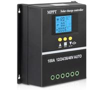 【100A Regulador de Carga Solar 12V】KWODE 100A MPPT Controlador de Carga Solar 2 USB 12V/24V/36V/48V Inteligente Regulador Solar LCD para Gel,Litio,Litio ternario,Silicio, LiFePO4, Plomo-ácido Baterías