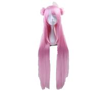 100cm Anime Happy Sugar Life Matsuzaka Satou Straight Long Pink Wig With Buns Heat Resistant Synthetic Hair Perucas Cosplay Wig