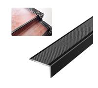 100cm Perfil de Borde de Escalera de Metal en Forma de L Dorado, Protector de Nariz de Escalera de Aluminio Negro Antideslizante para Escalones y Rampas(Zwart,8cmx5cm)
