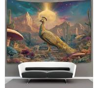 100cmx150cm Tapiz Golden Pavo Real, Cactus Tapices Impresión 3D Decoraciones Para El Hogar Colgar En La Pared