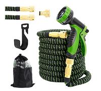 100ft Manguera de jardín flexible Manguera de agua estirable Uten de 3 vías con botón de rociado de 10 funciones Manguera flexible para mascotas, jardín, lavado de autos