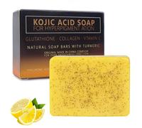 100g Kojic Acid Soap de Cúrcuma,Turmeric Soap, jabón de ácido kójico y cúrcuma de limón,Jabón kójico de cúrcuma de limón,para las piernas traseras de la cara cuerpo la Cara y el Cuerpo, Humectante