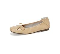 100junzidao de Las Mujeres Cerradas Mary Jane Talones francés Plano Deslice en Zapatos de Novia de la Boda del Dedo del pie Cuadrado Lindo Arco Comodidad Ballet Corte de Trabajo Zapatos Marrón 37